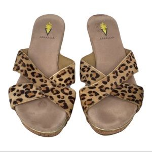 Volatile Animal Print Wedge Sandals Brown Size 9